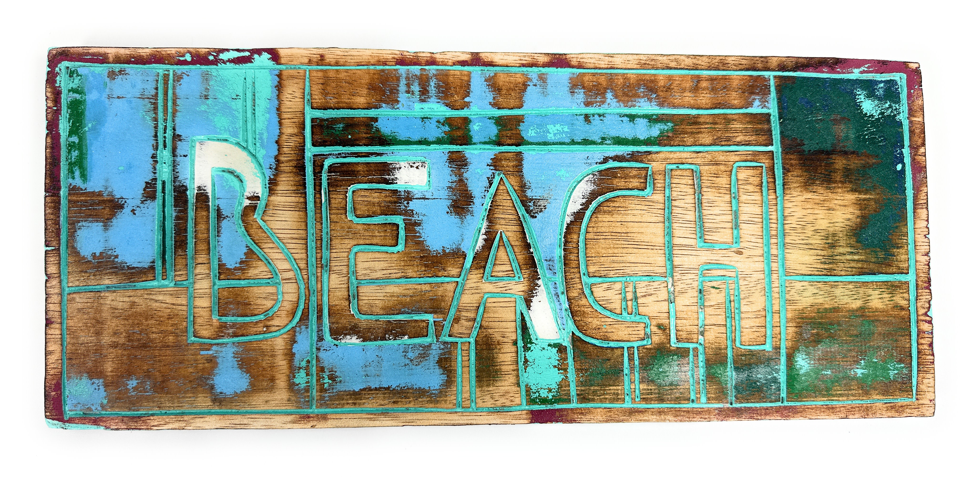 Weathered Beach Sign 14 inch - Rustic Finish - Cottage Decor | #bds1207735tl Weathered Beach Sign 14 inch - Rustic Finish - Cottage Decor | #bds1207735tl
